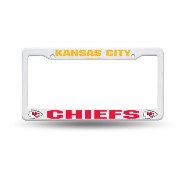 Chiefs Plastic License Plate Frame White