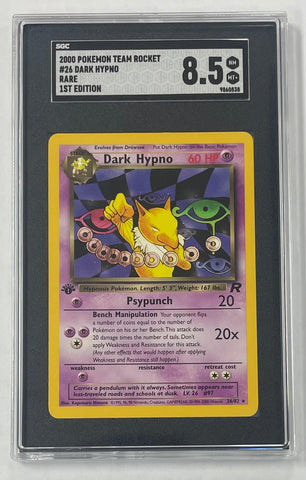 Dark Hypno Pokemon 2000 SGC 8.5 Team Rocket 1st Edition 26/82 Graded Single Card
