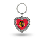 Blackhawks Keychain Rhinestone Heart