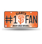 Giants #1 Fan Metal License Plate Tag Orange MLB