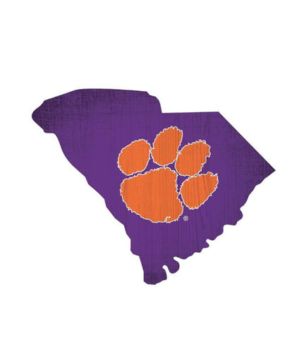 Clemson 12" Wood State Sign Team Color Small
