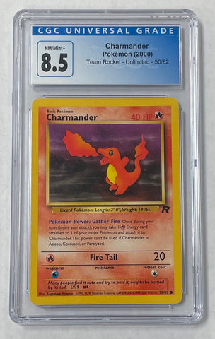 Charmander Pokemon 2000 CGC 8.5 Team Rocket Unlimited 50/82 Graded Single Card