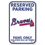 Braves Plastic Sign 11x17 Reserved Parking White