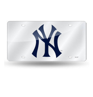 Yankees Laser Cut License Plate Tag Silver
