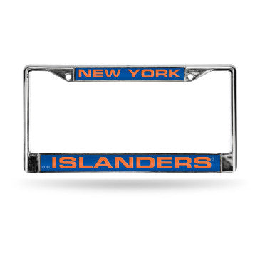 Islanders Laser Cut License Plate Frame Silver