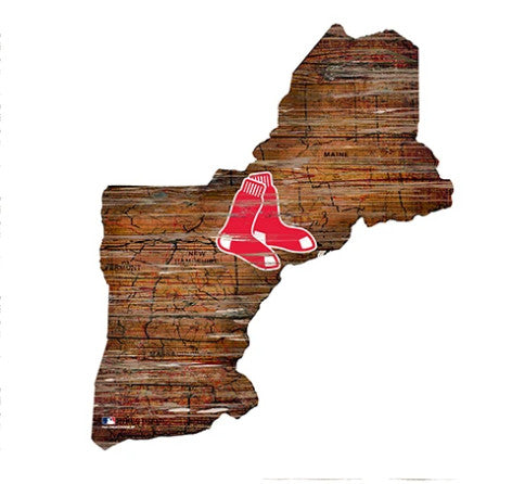 Red Sox 12" Wood State Road Map Sign Small