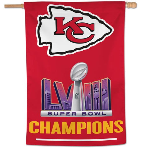 Chiefs Vertical House Flag 1-Sided 28x40 Super Bowl 58 Champs