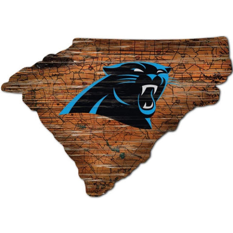 Panthers 24" Wood State Road Map Sign Large NFL