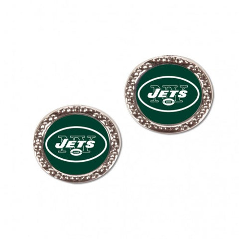 Jets Earrings Stud CRound NFL