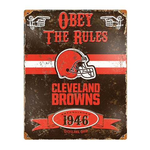 Browns Obey Embossed Metal Sign