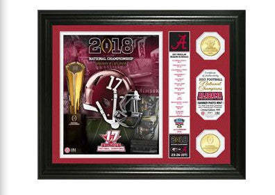 Alabama 2017 NCAA National Champions Banner Framed Picture w/ Gold Coins