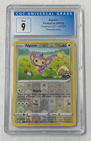 Aipom Pokemon 2022 CGC 9 Pokemon Go 056/078 Reverse Holo Graded Single Card