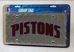 Pistons Laser Cut License Plate Tag Silver Diamond Cut