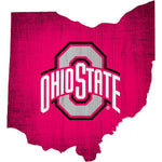 Ohio St 12" Wood State Sign Team Color Small