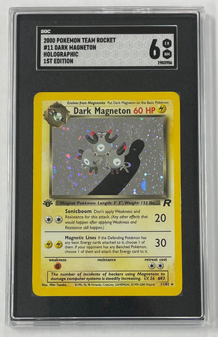 Dark Magneton Pokemon 2000 SGC 6 Team Rocket 1st Edition 11/82 Holo Graded Single Card