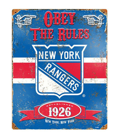Rangers Obey Embossed Metal Sign NHL