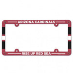 Cardinals Plastic License Plate Frame Color Printed NFL