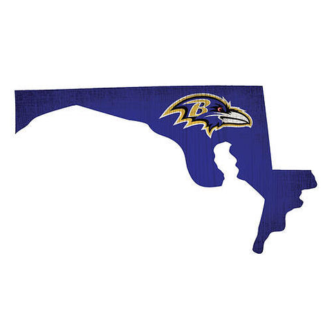 Ravens 12" Wood State Sign Team Color Small