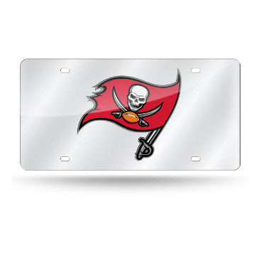 Buccaneers Laser Cut License Plate Tag Silver