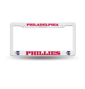 Phillies Plastic License Plate Frame White