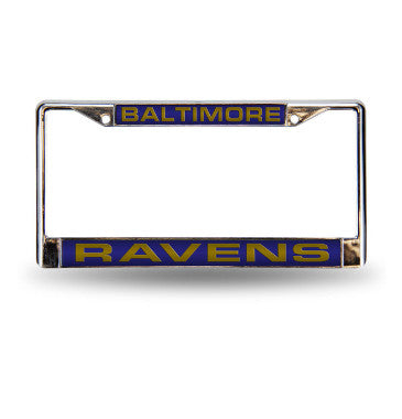 Ravens Laser Cut License Plate Frame Silver