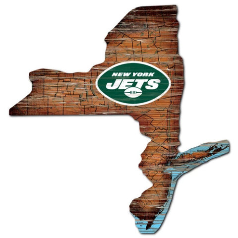 Jets 24" Wood State Road Map Sign Large NFL