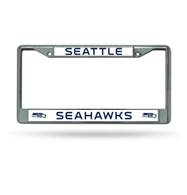 Seahawks Chrome License Plate Frame Silver