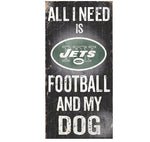 Jets 6x12 Wood Sign All I Need is My Dog NFL