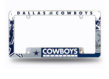 Cowboys Chrome License Plate Frame All Over