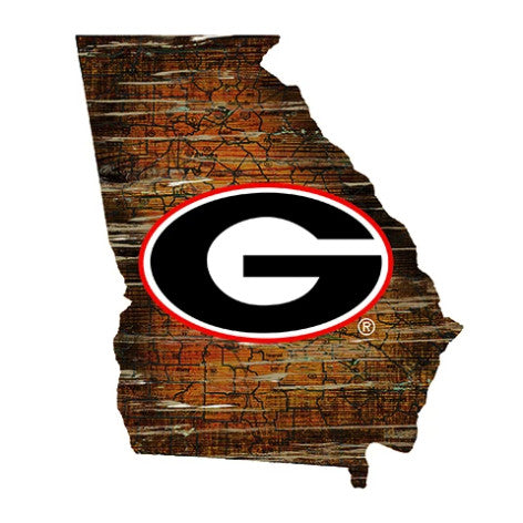 Georgia 12" Wood State Road Map Sign Small
