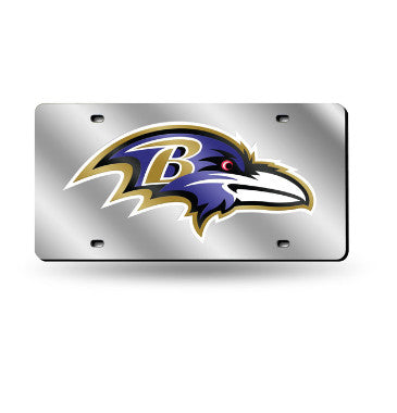 Ravens Laser Cut License Plate Tag Silver
