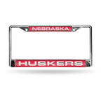 Nebraska Laser Cut License Plate Frame Silver