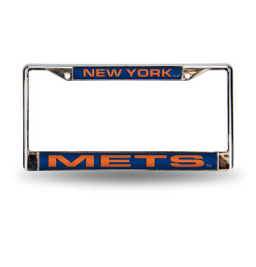 Mets Laser Cut License Plate Frame Silver