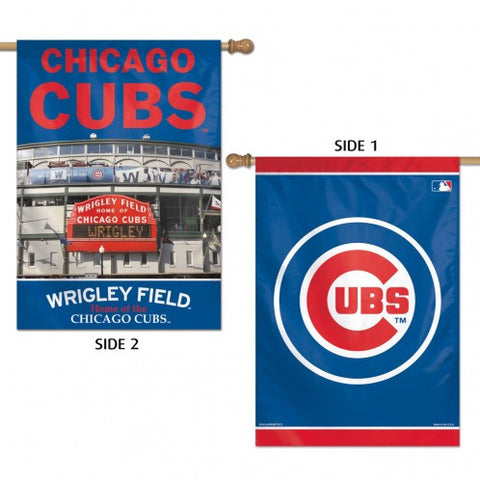 Cubs Vertical House Flag 2-Sided 28x40 Stadium