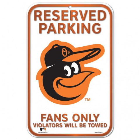 Orioles Plastic Sign 11x17 Reserved Parking White Logo