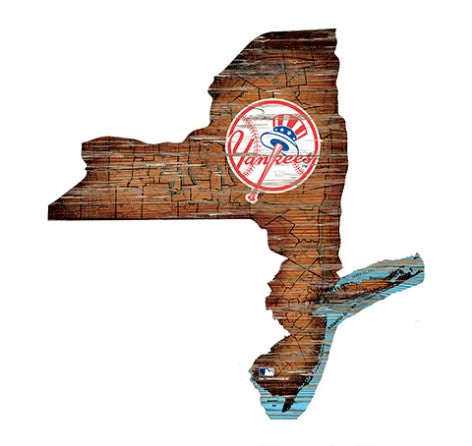Yankees 24" Wood State Road Map Sign Large