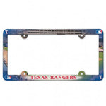 Rangers Plastic License Plate Frame Color Printed MLB