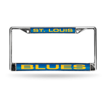 Blues Laser Cut License Plate Frame Silver
