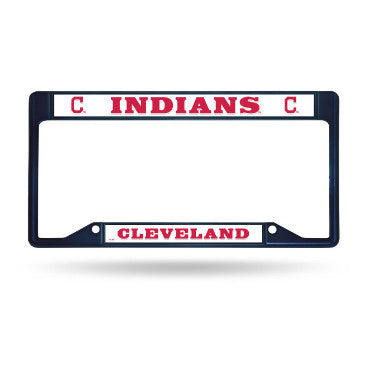 Indians Chrome License Plate Frame Color Blue