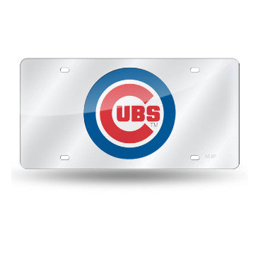 Cubs Laser Cut License Plate Tag Silver