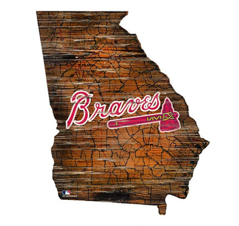 Braves 24" Wood State Road Map Sign Large
