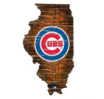 Cubs 12" Wood State Road Map Sign Small