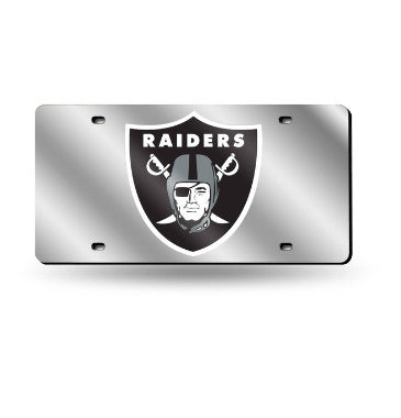 Raiders Laser Cut License Plate Tag Silver