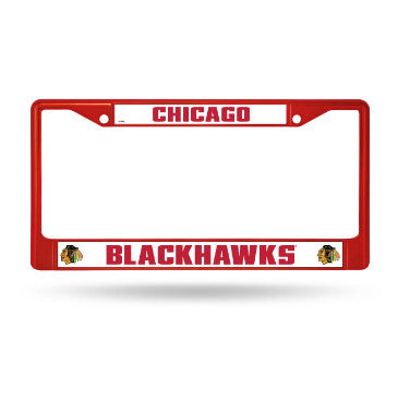Blackhawks Chrome License Plate Frame Color Red