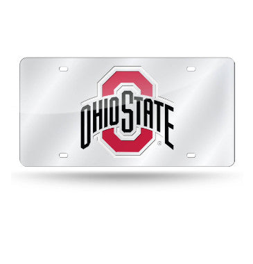 Ohio St Laser Cut License Plate Tag Silver