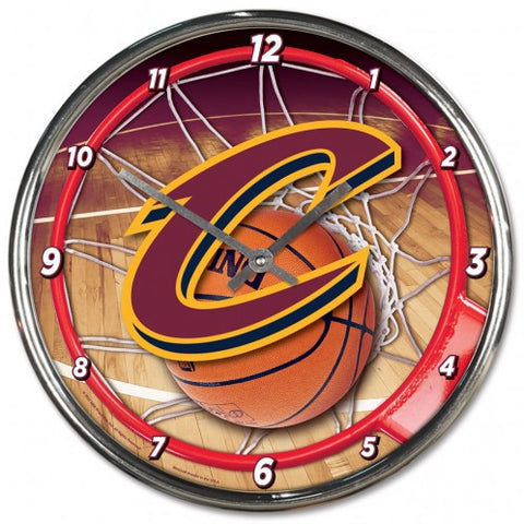 Cavaliers Round Wall Clock Chrome