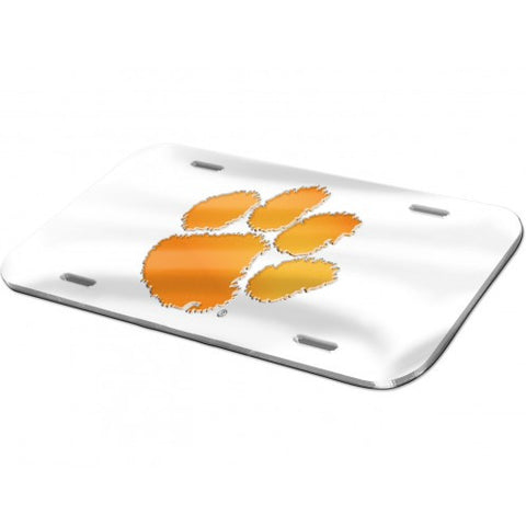 Clemson Laser Cut License Plate Tag Acrylic Silver