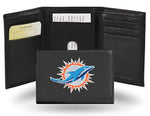 Dolphins Leather Wallet Embroidered Trifold