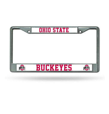 Ohio St Chrome License Plate Frame Silver