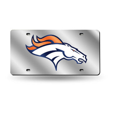 Broncos Laser Cut License Plate Tag Silver